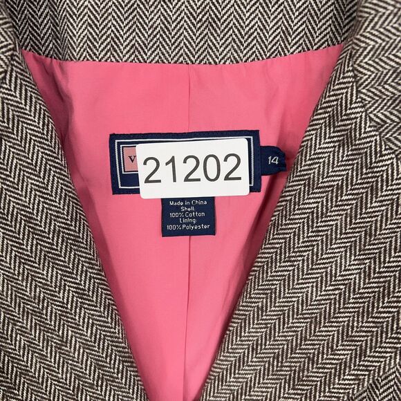 Vineyard Vines Blazer Womens 14 Brown Herringbone Jacket Preppy Academia Career - Picture 13 of 13